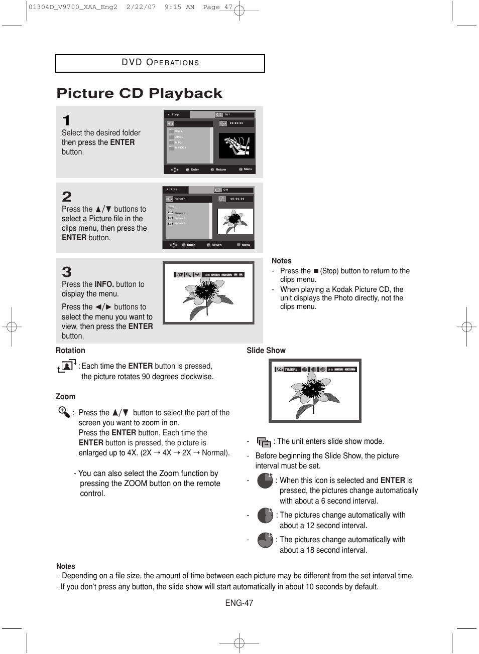 Picture cd playback, D v d o, Eng- 47 | Samsung DVD-V9700-XAA User Manual | Page 47 / 88