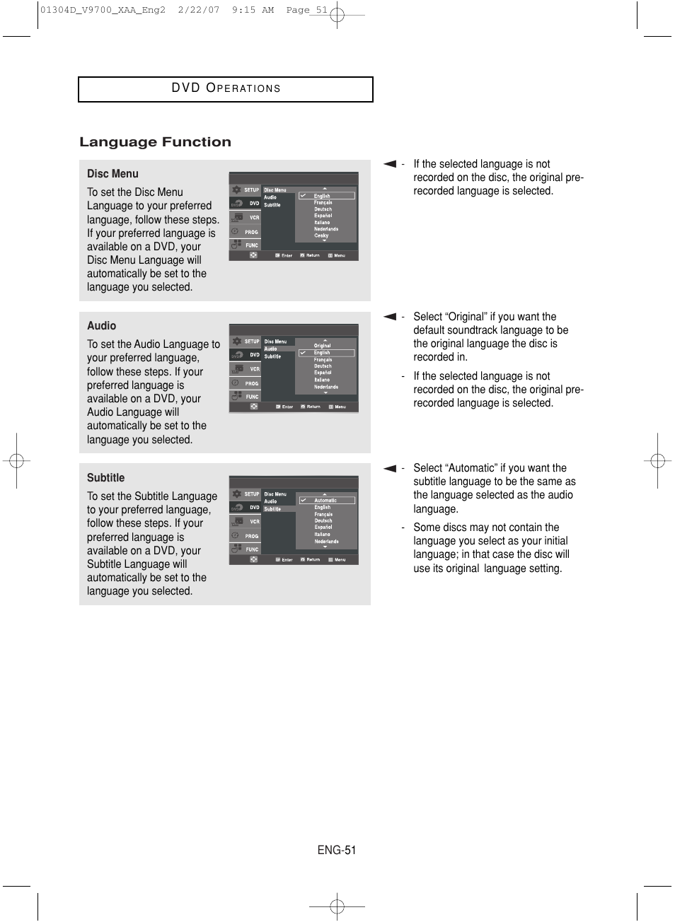 Samsung DVD-V9700-XAA User Manual | Page 51 / 88