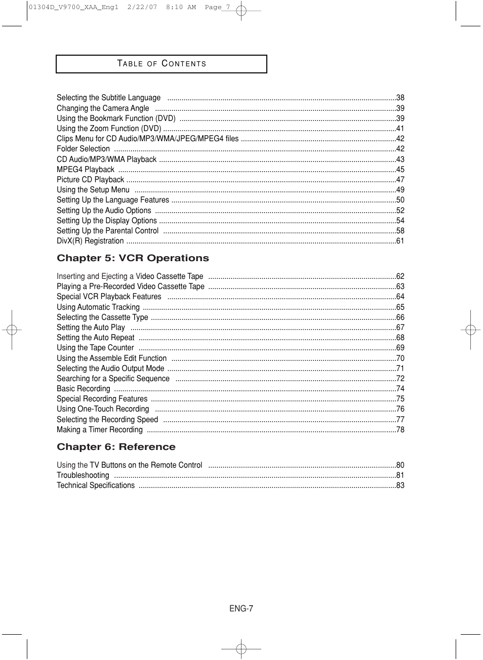 Samsung DVD-V9700-XAA User Manual | Page 7 / 88