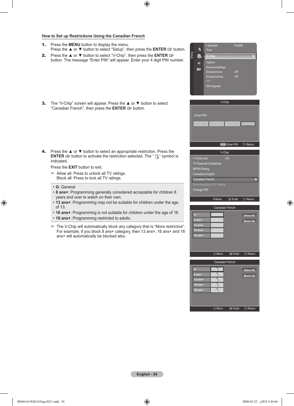 Samsung LN40A530P1FXZA User Manual | Page 56 / 161