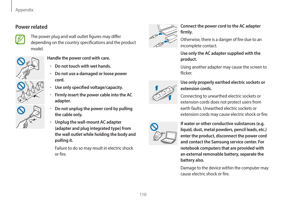 Power related | Samsung NP940X5J-K01US User Manual | Page 110 / 149