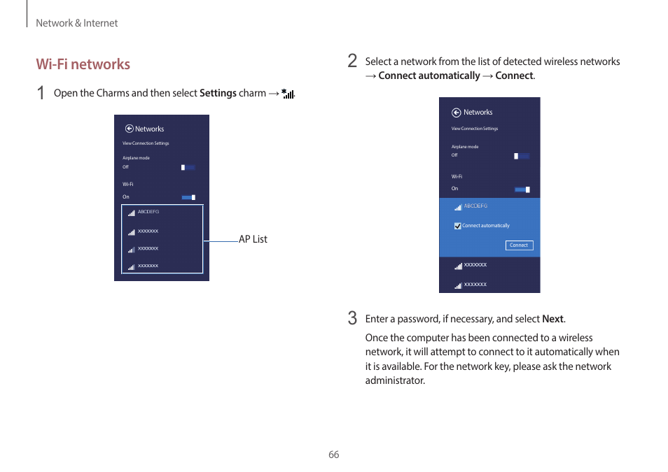 Wi-fi networks | Samsung NP940X5J-K01US User Manual | Page 66 / 149