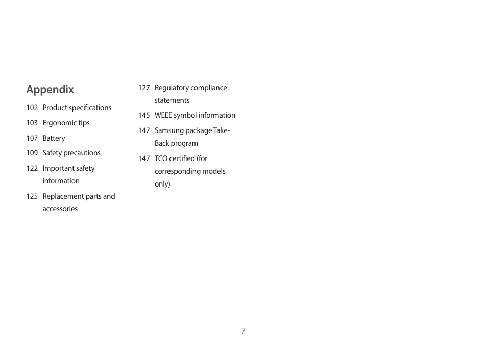 Appendix | Samsung NP940X5J-K01US User Manual | Page 7 / 149