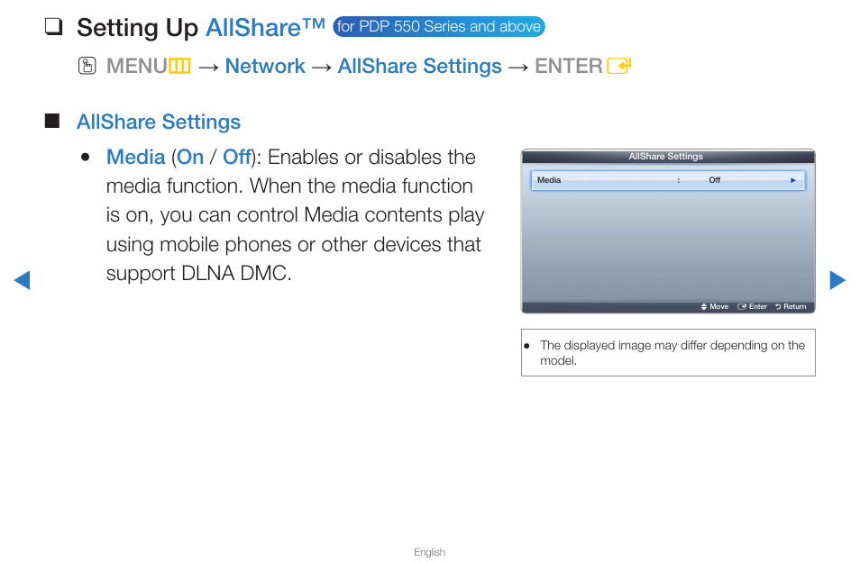 Setting up allshare | Samsung PN43D430A3DXZA User Manual | Page 155 / 212