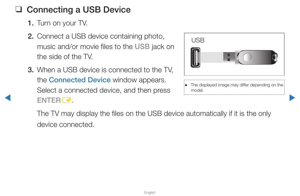Connecting a usb device | Samsung PN43D430A3DXZA User Manual | Page 170 / 212