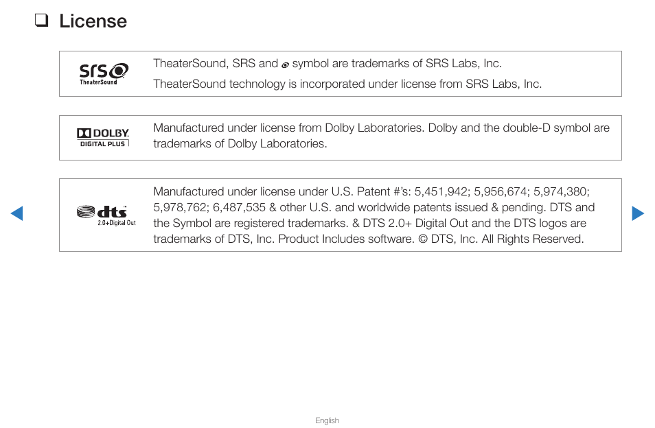 License 209, License | Samsung PN43D430A3DXZA User Manual | Page 211 / 212