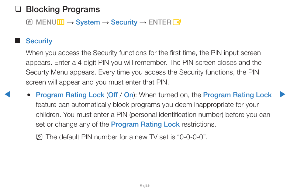 Blocking programs | Samsung PN43D430A3DXZA User Manual | Page 97 / 212