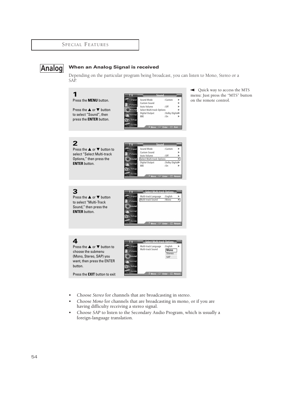 Analog | Samsung TSN3084WHDXXAA User Manual | Page 54 / 79