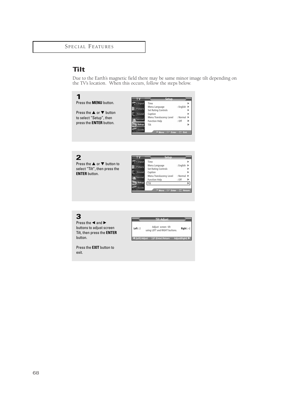 Tilt | Samsung TSN3084WHDXXAA User Manual | Page 68 / 79