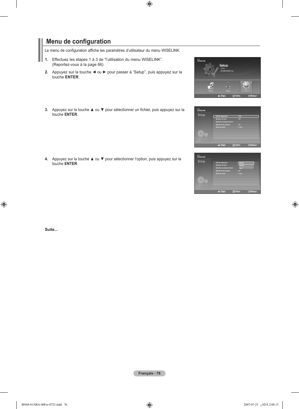 Menu de configuration | Samsung LNT4081FX-XAA User Manual | Page 172 / 283