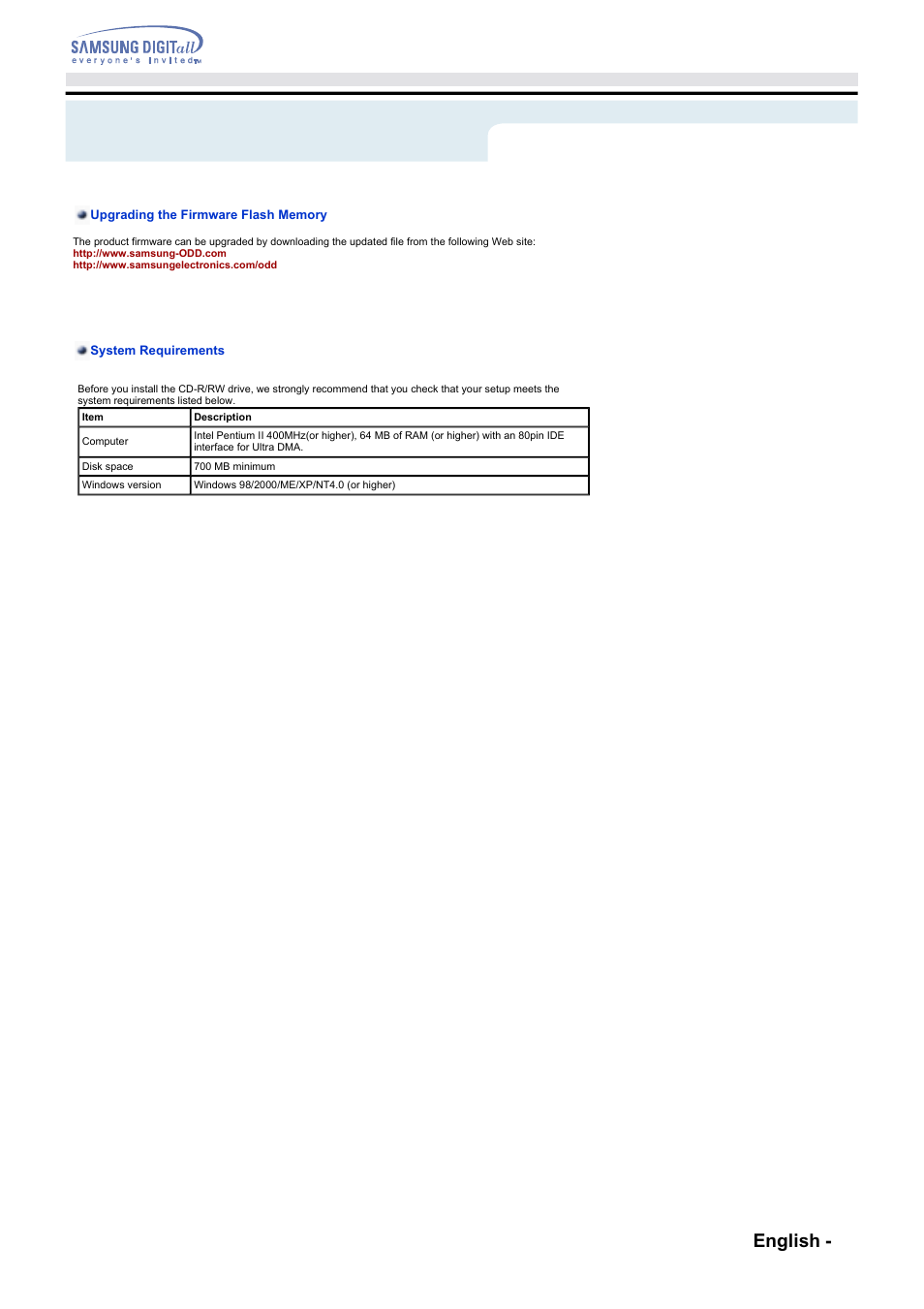 Using the drive, English - 14 | Samsung SW-248F-PTG9 User Manual | Page 13 / 18