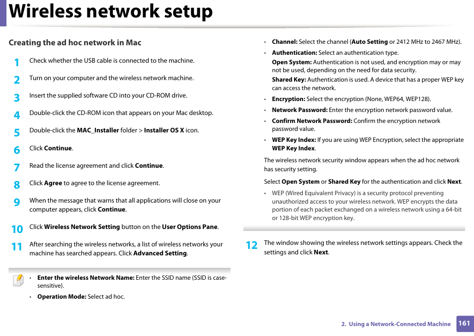Wireless network setup | Samsung CLP-415NW-XAA User Manual | Page 160 / 270