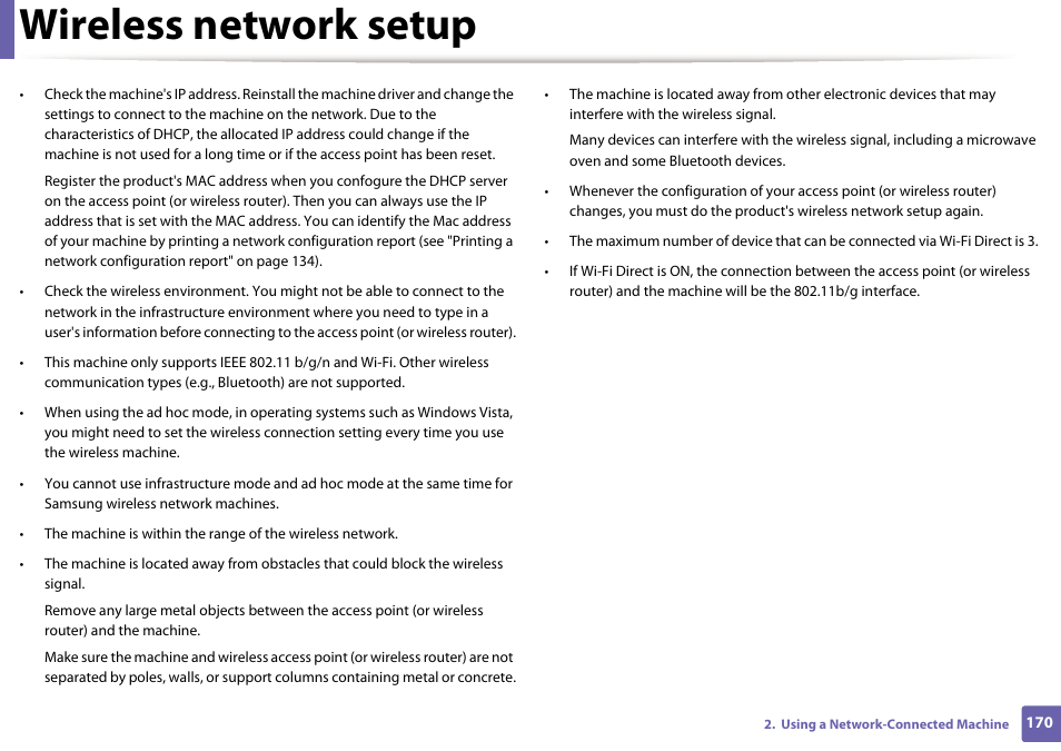Wireless network setup | Samsung CLP-415NW-XAA User Manual | Page 169 / 270
