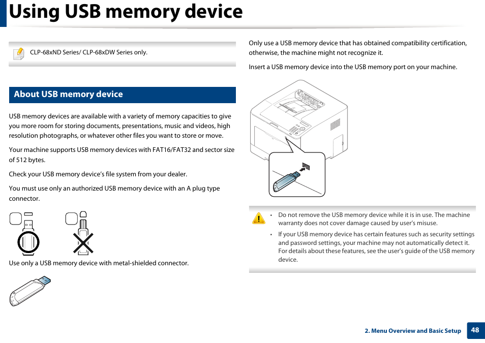 Using usb memory device | Samsung CLP-415NW-XAA User Manual | Page 47 / 270