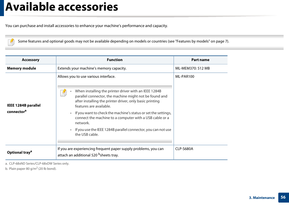 Available accessories | Samsung CLP-415NW-XAA User Manual | Page 55 / 270