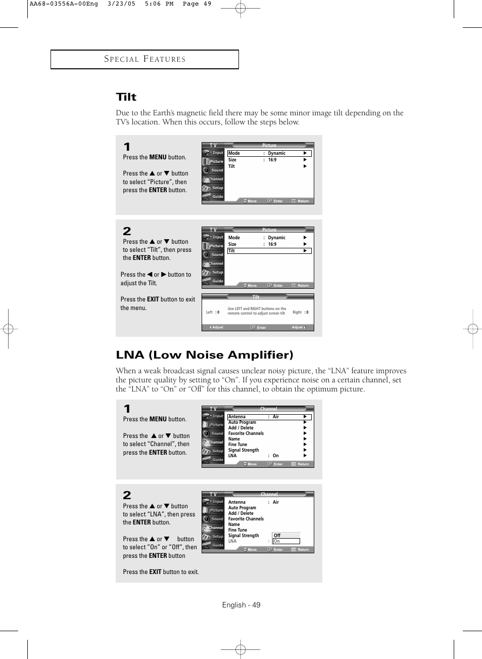 Tilt, Lna (low noise amplifier) | Samsung TXR3079WHNXXAA User Manual | Page 49 / 80