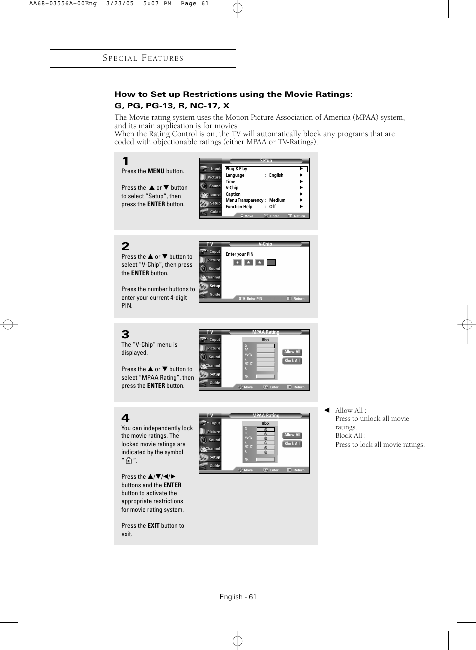 Samsung TXR3079WHNXXAA User Manual | Page 61 / 80