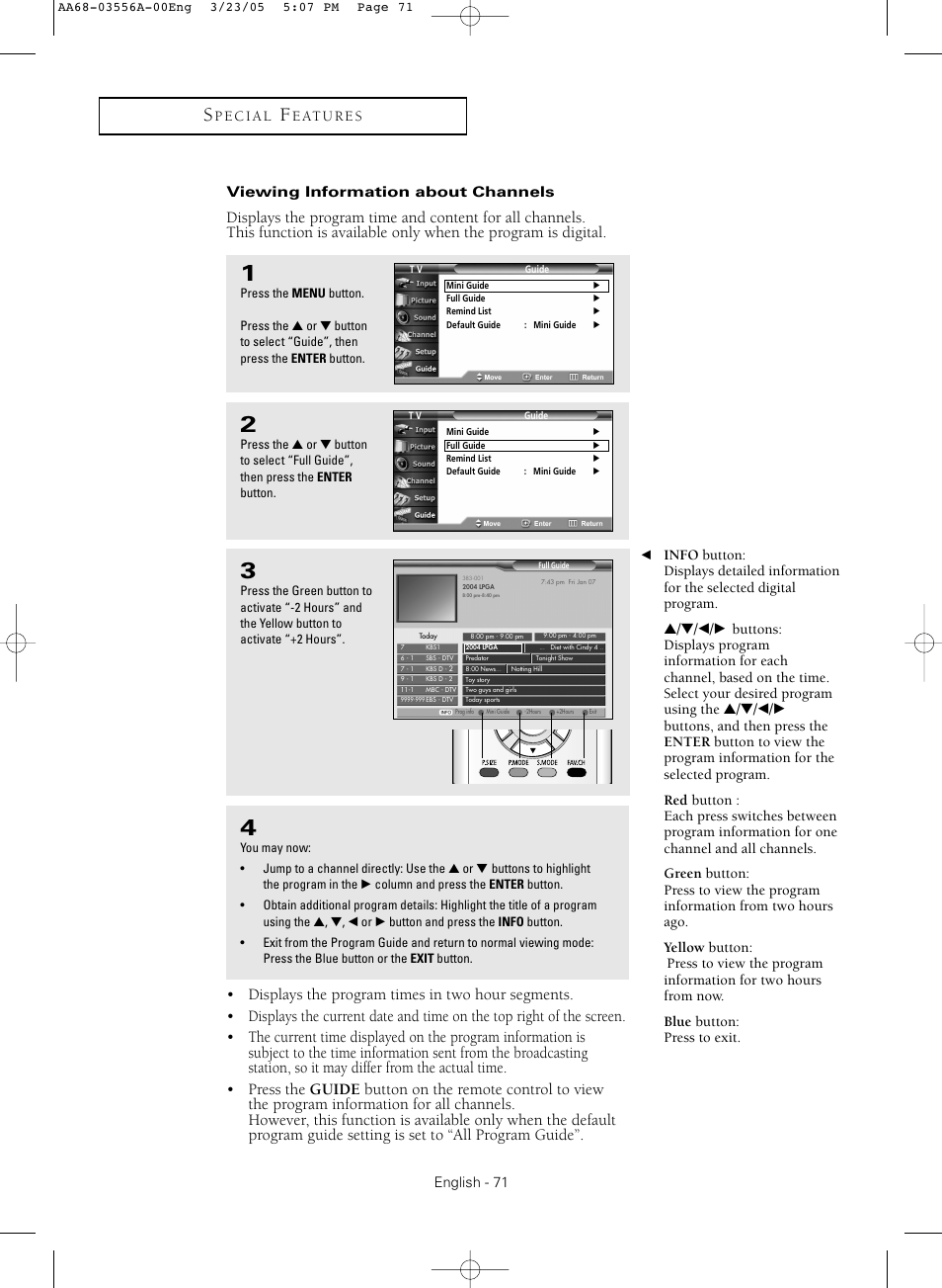 Viewing information about channels | Samsung TXR3079WHNXXAA User Manual | Page 71 / 80