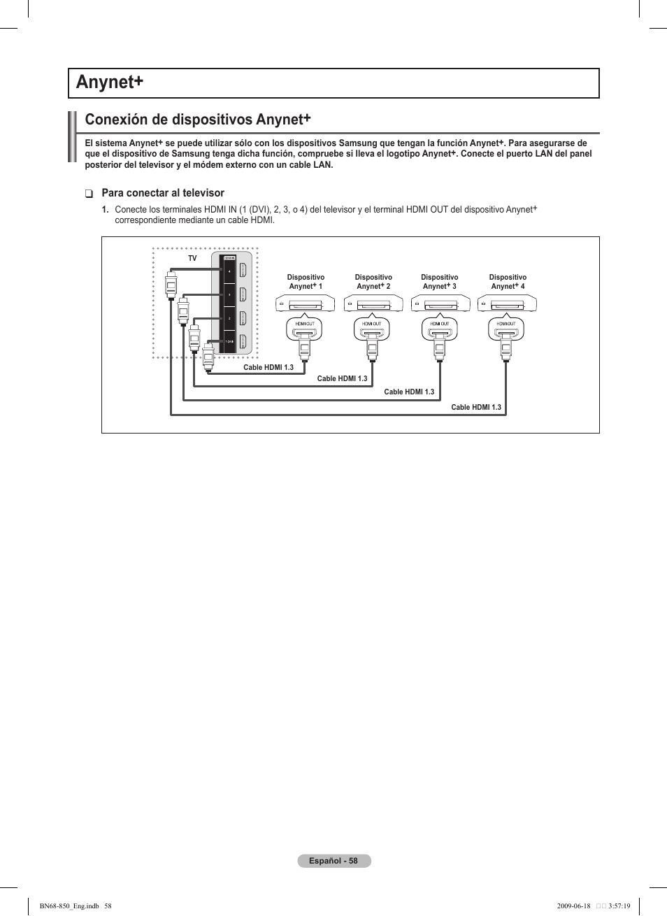 Anynet, Conexión de dispositivos anynet | Samsung PN50B860Y2FXZA User Manual | Page 158 / 284