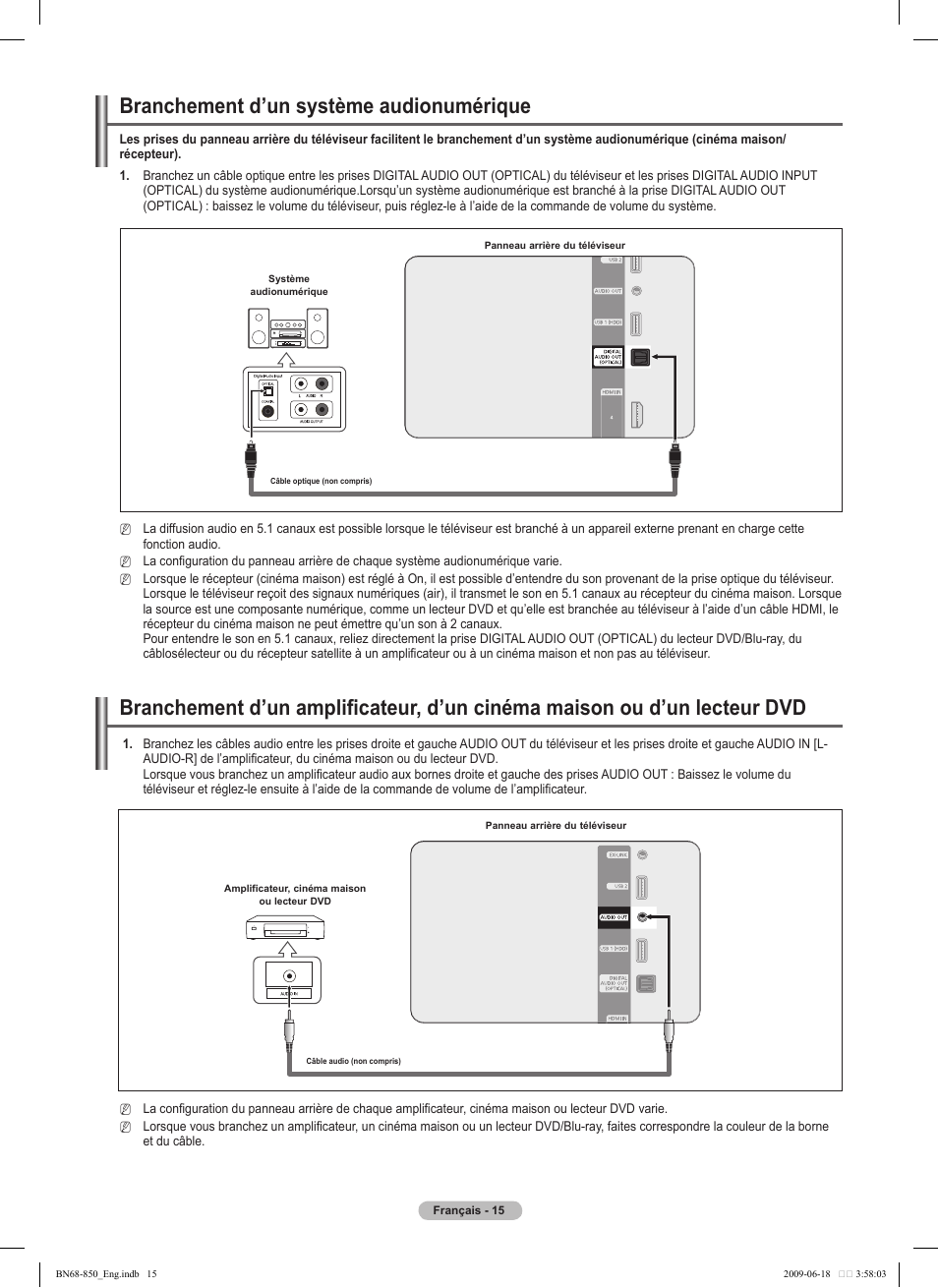 Branchement d’un système audionumérique | Samsung PN50B860Y2FXZA User Manual | Page 207 / 284