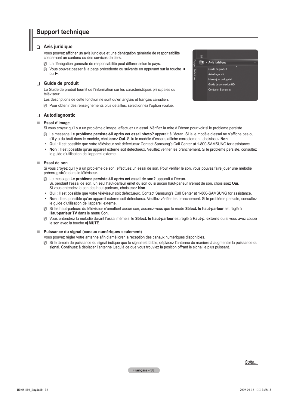 Support technique | Samsung PN50B860Y2FXZA User Manual | Page 230 / 284