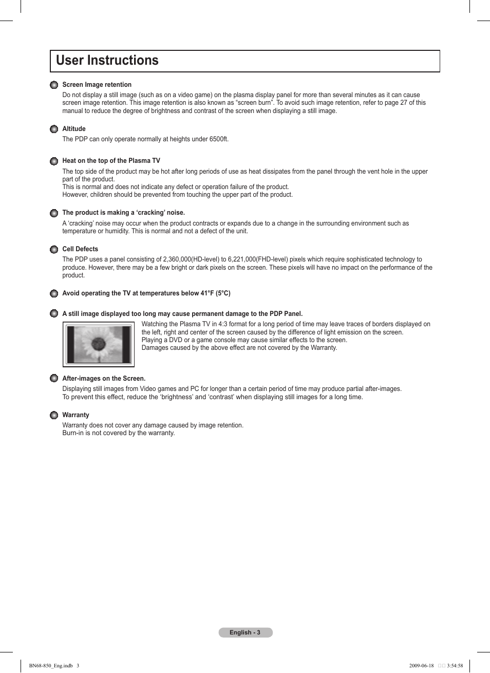 User instructions | Samsung PN50B860Y2FXZA User Manual | Page 3 / 284