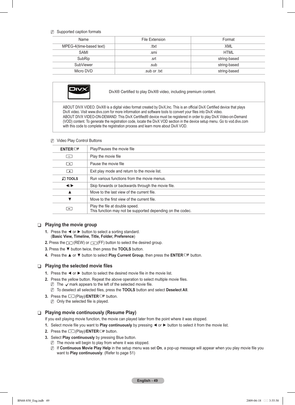 Samsung PN50B860Y2FXZA User Manual | Page 49 / 284