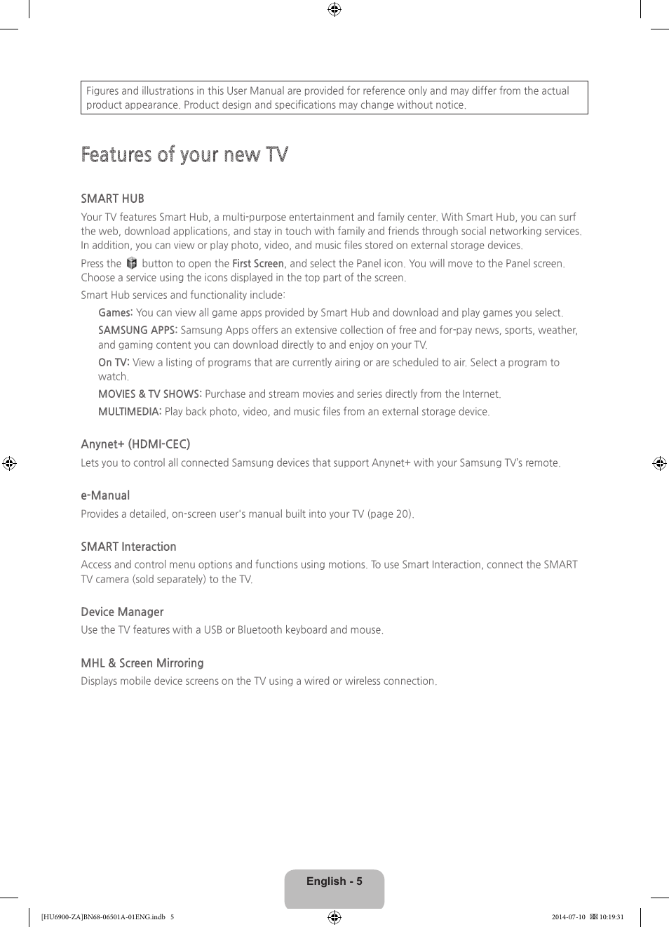 Features of your new tv | Samsung UN50HU6950FXZA User Manual | Page 5 / 40