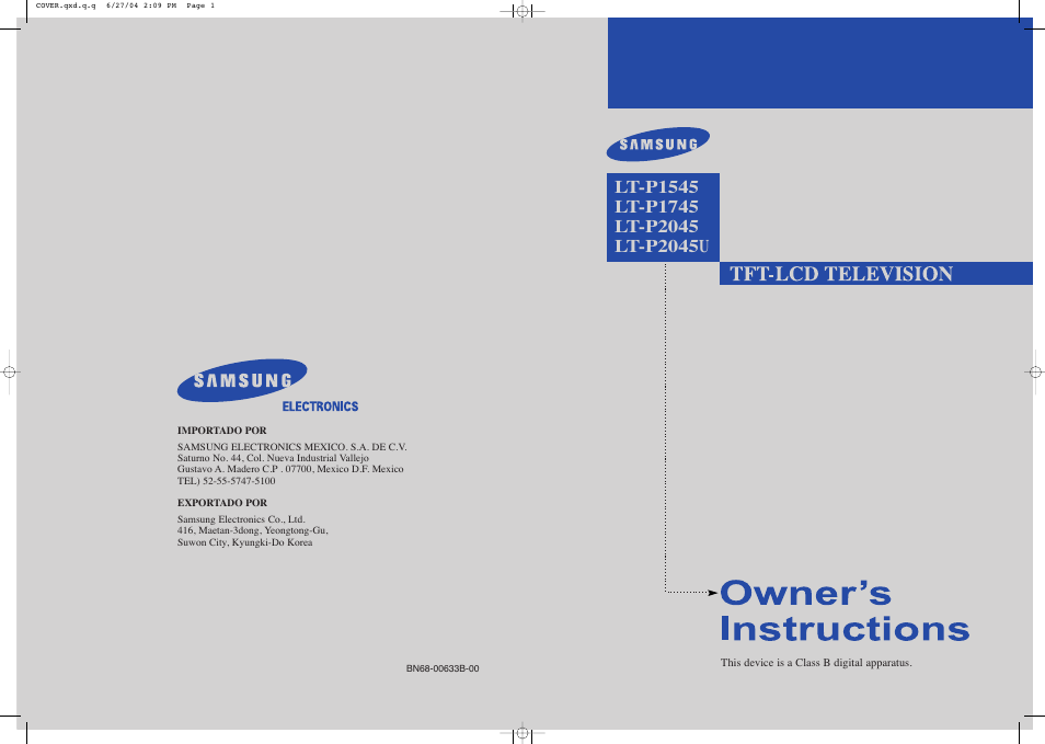 Samsung LTP1545X-XAC User Manual | 66 pages