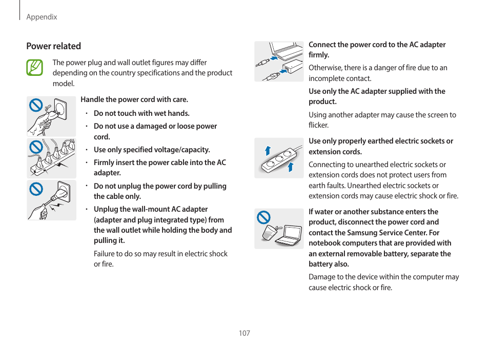 Power related | Samsung NP940X3G-K03US User Manual | Page 107 / 147