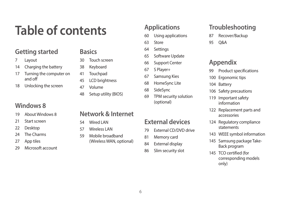Samsung NP940X3G-K03US User Manual | Page 6 / 147