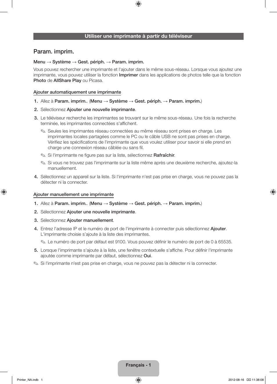 Param. imprim | Samsung PN51E7000FFXZA User Manual | Page 7 / 9