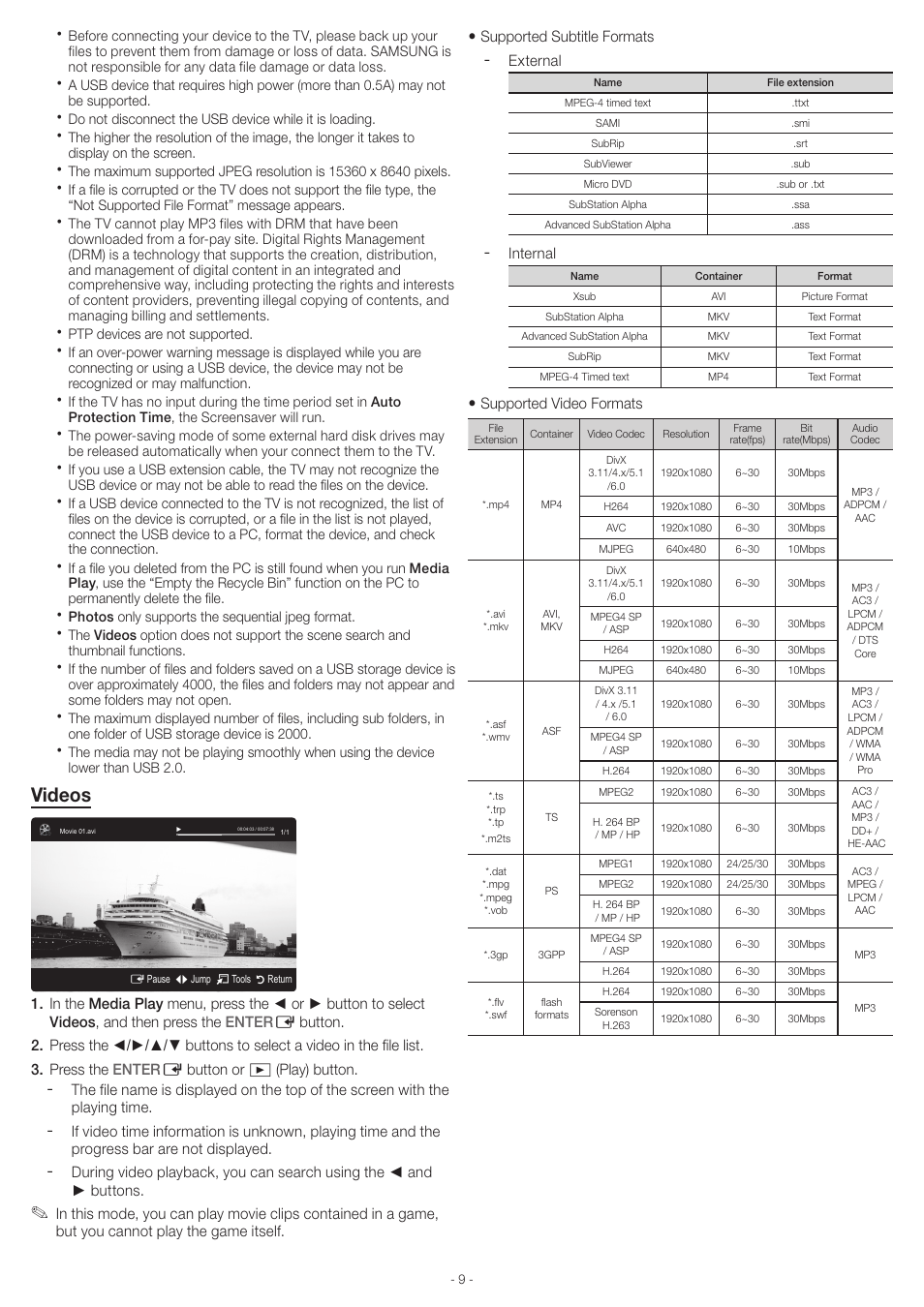 Videos | Samsung UN46EH6000FXZA User Manual | Page 9 / 16