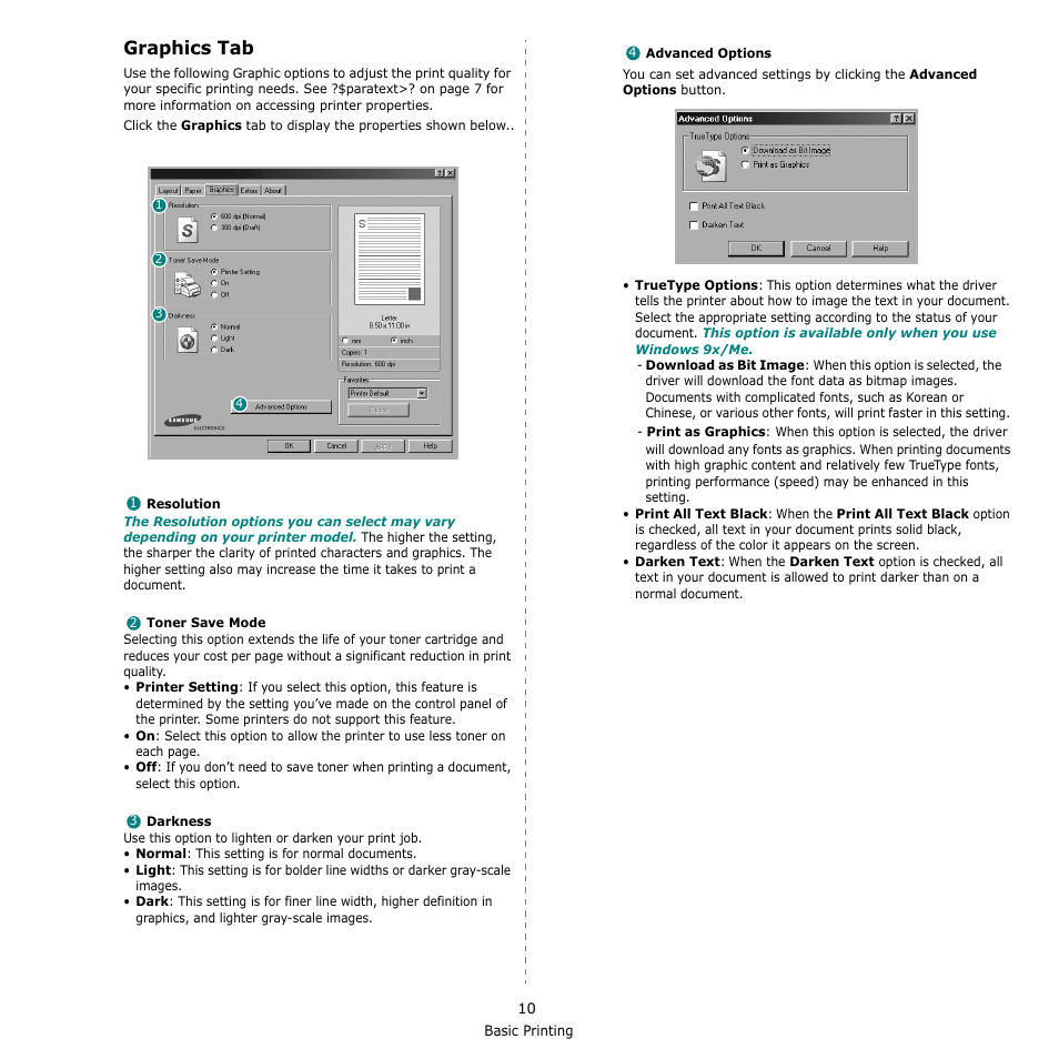 Graphics tab | Samsung SCX-4521F-XAA User Manual | Page 93 / 125