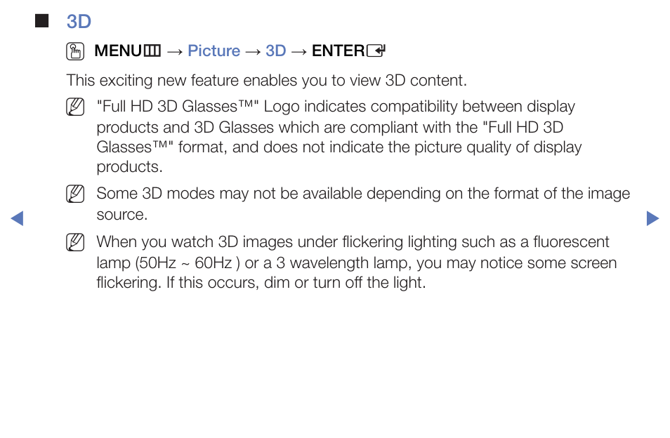 3d o | Samsung PN51F5300BFXZA User Manual | Page 112 / 129