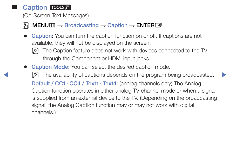 Caption t | Samsung PN51F5300BFXZA User Manual | Page 33 / 129