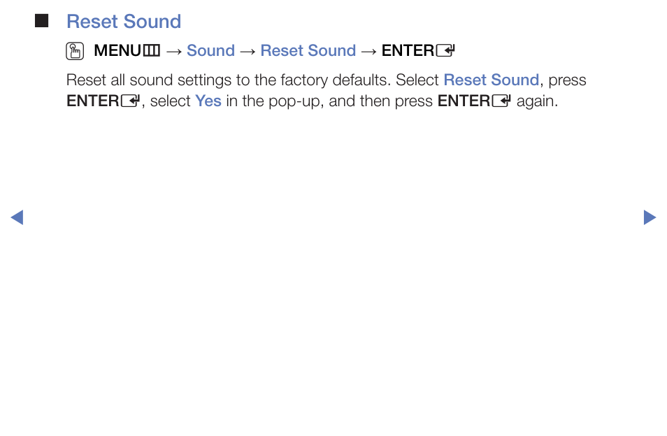 Reset sound o | Samsung PN51F5300BFXZA User Manual | Page 66 / 129