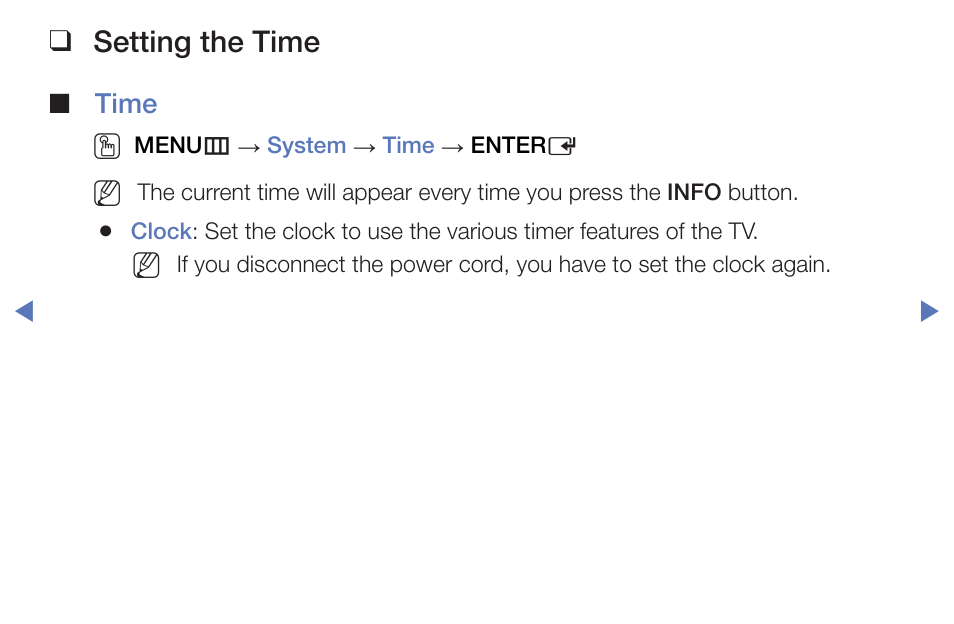 Setting the time | Samsung PN51F5300BFXZA User Manual | Page 68 / 129