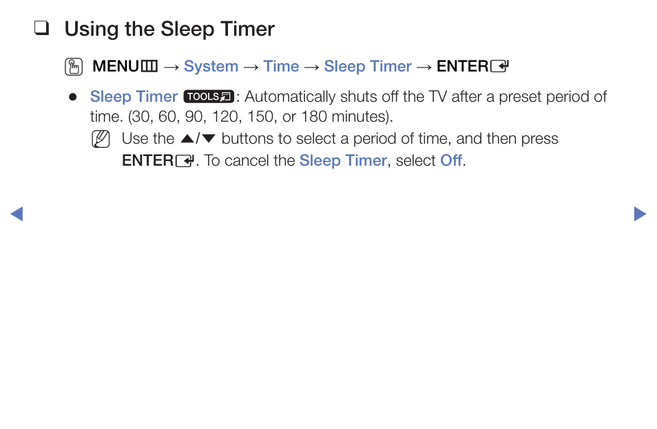 Using the sleep timer | Samsung PN51F5300BFXZA User Manual | Page 72 / 129