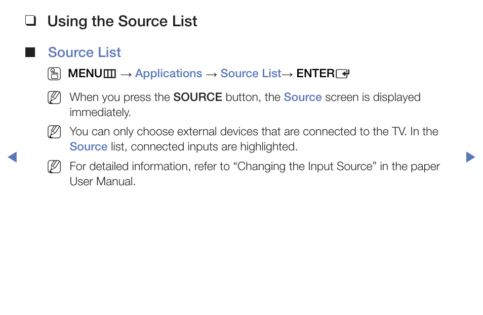 Advanced features, Using the source list | Samsung PN51F5300BFXZA User Manual | Page 88 / 129