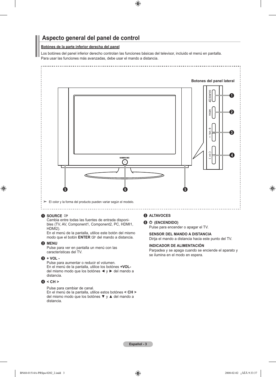 Aspecto general del panel de control | Samsung LN26A330J1DXZA User Manual | Page 69 / 129