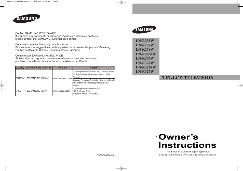 Samsung LNR328WX-XAA User Manual | 88 pages