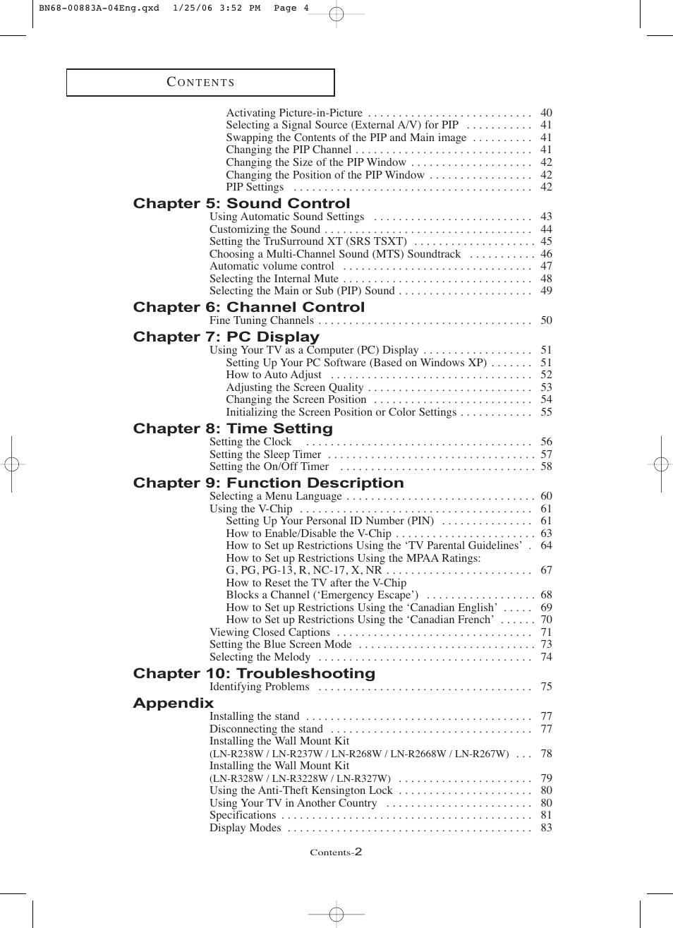 Samsung LNR328WX-XAA User Manual | Page 5 / 88