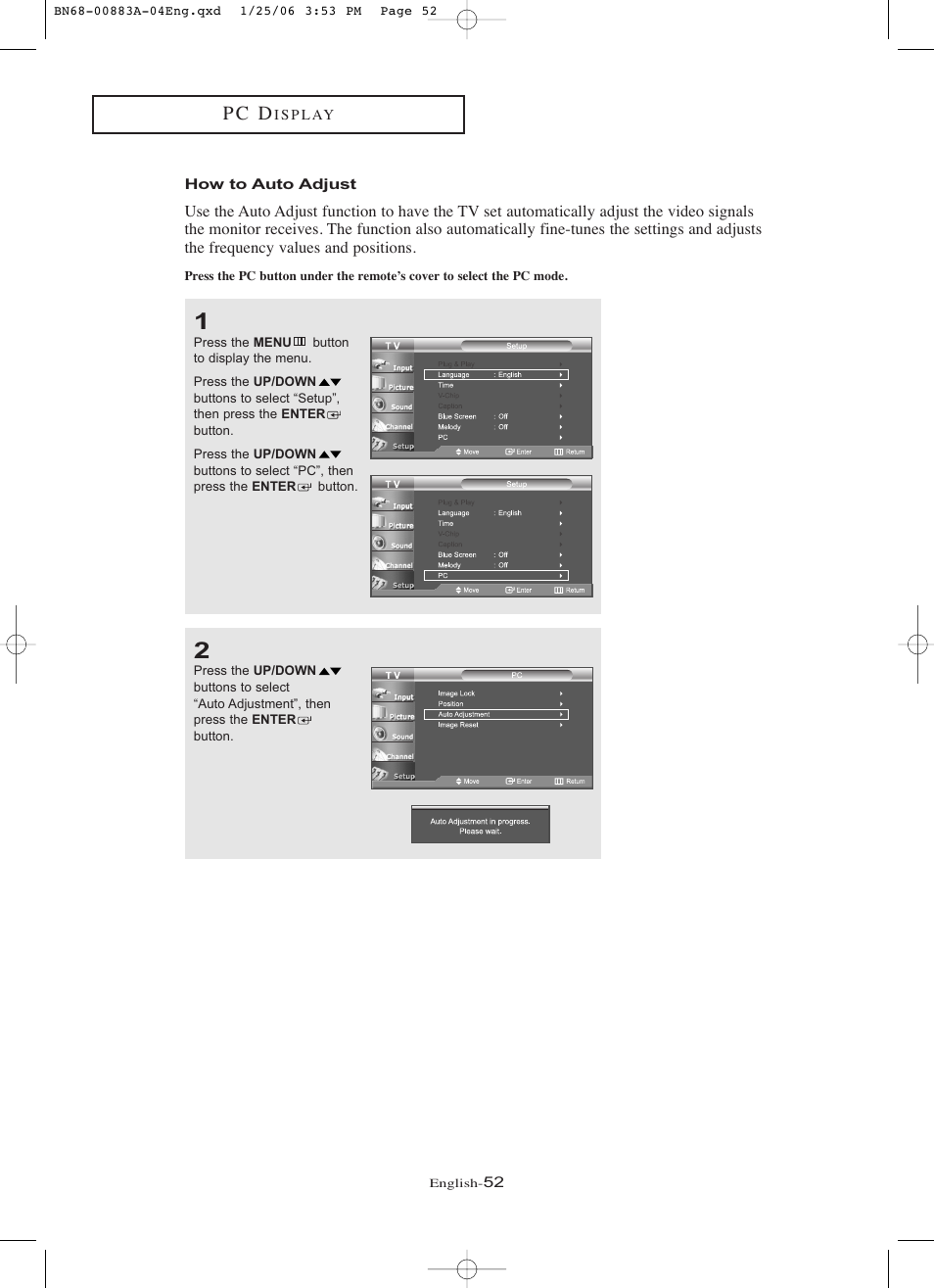 How to auto adjust, P c d | Samsung LNR328WX-XAA User Manual | Page 57 / 88