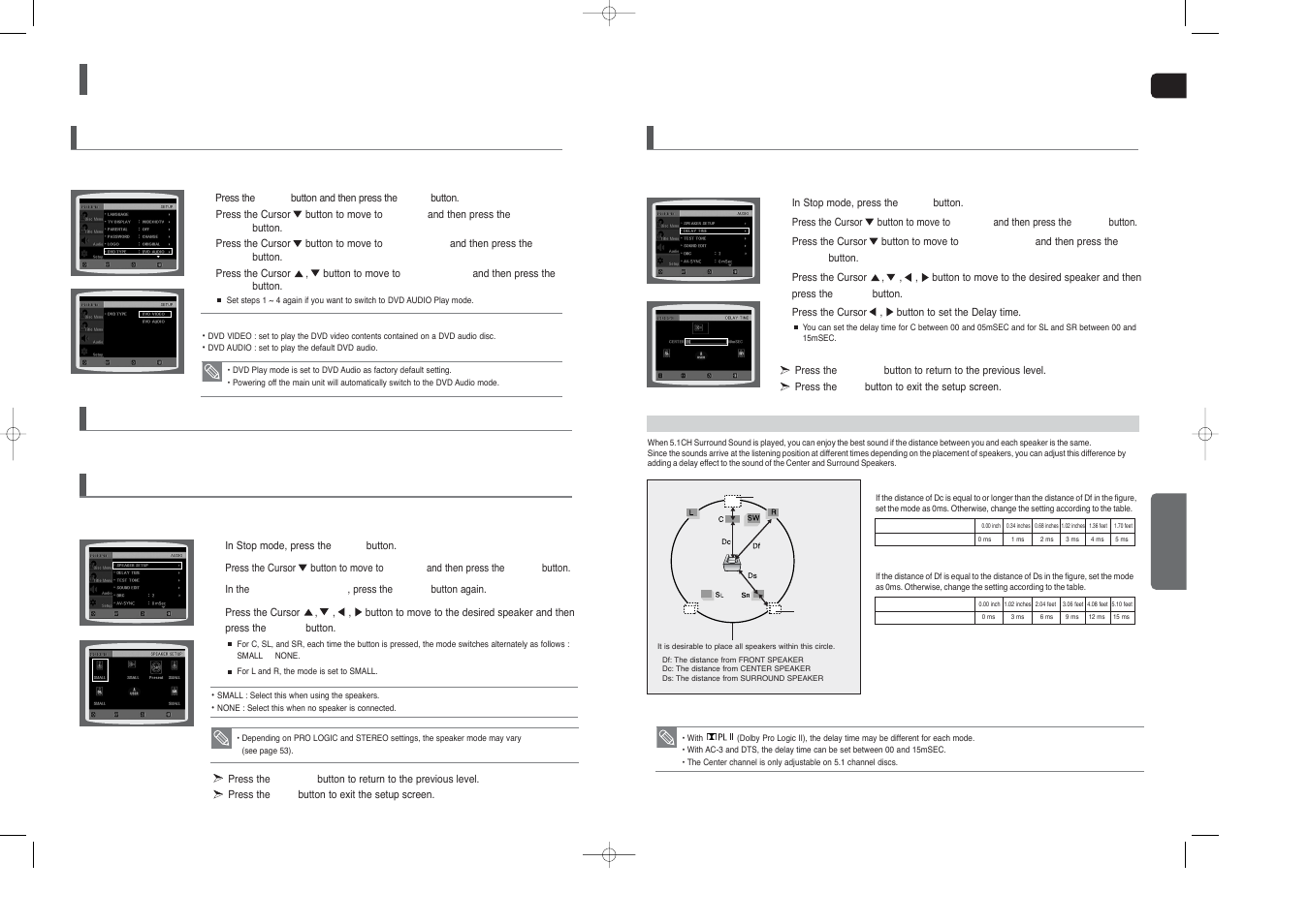 Settings, Con’t), Setting the speaker mode | Setting the delay time, Divx (r) registration, Dvd playback mode | Samsung HT-X250T-XAA User Manual | Page 24 / 34