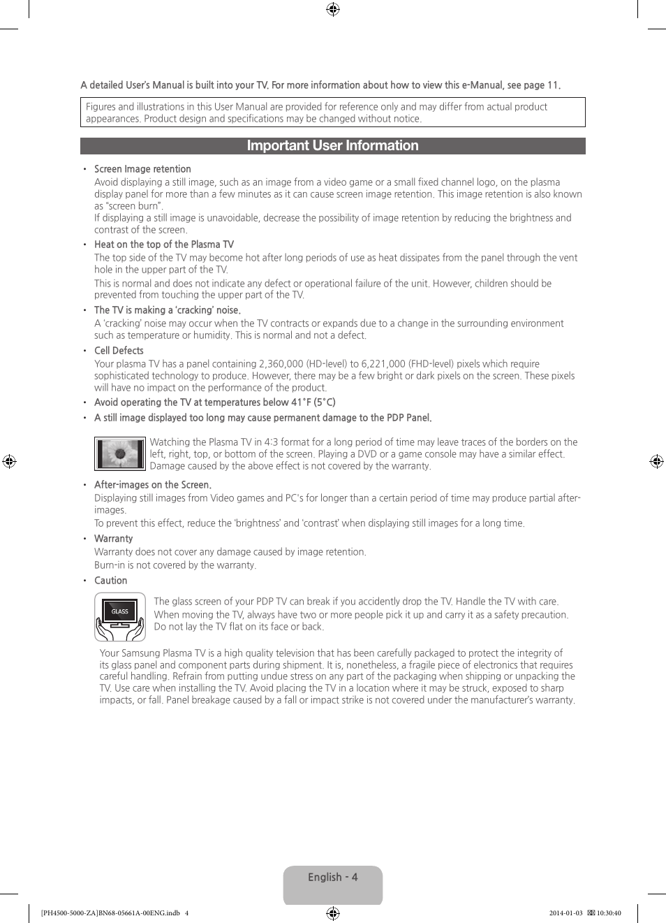 Important user information | Samsung PN51F5300BFXZA User Manual | Page 4 / 24