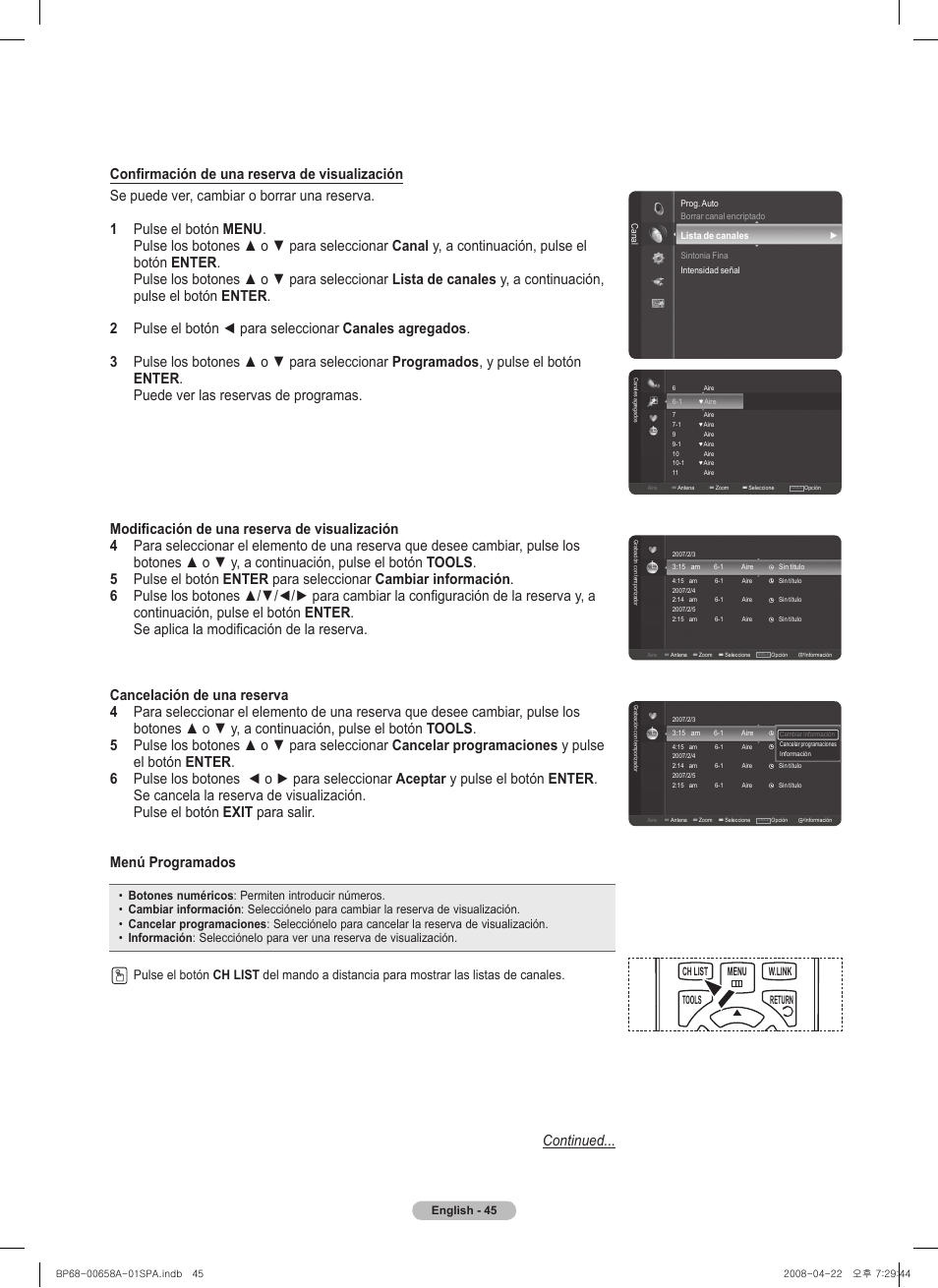 Continued | Samsung HL67A750A1FXZA User Manual | Page 145 / 195