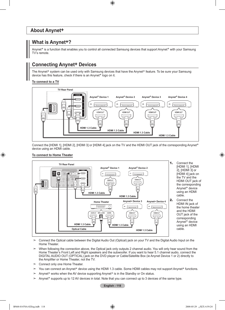 About anynet, What is anynet, Connecting anynet+ devices | About anynet+ connecting anynet+ devices | Samsung LN46A750R1FXZA User Manual | Page 120 / 273