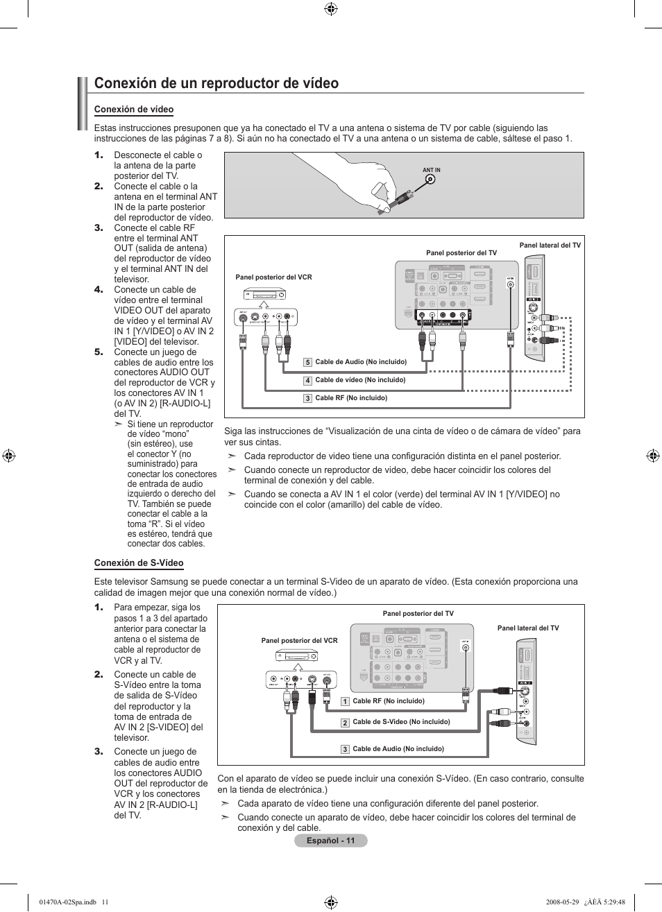 Conexión de un reproductor de vídeo | Samsung LN46A750R1FXZA User Manual | Page 153 / 273