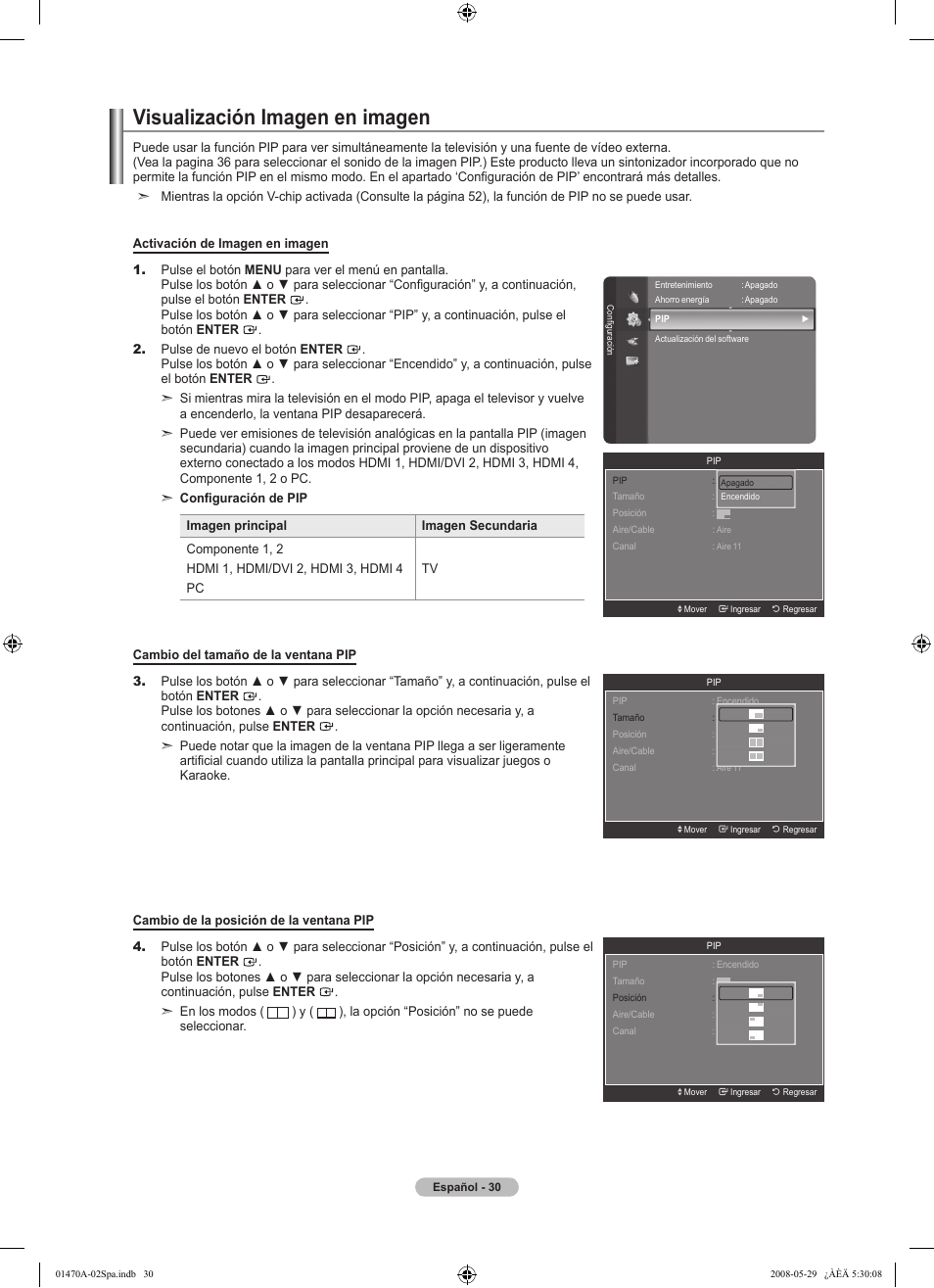 Visualización imagen en imagen | Samsung LN46A750R1FXZA User Manual | Page 172 / 273